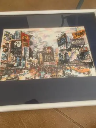New York Times Square Signed Print Matted And Framed