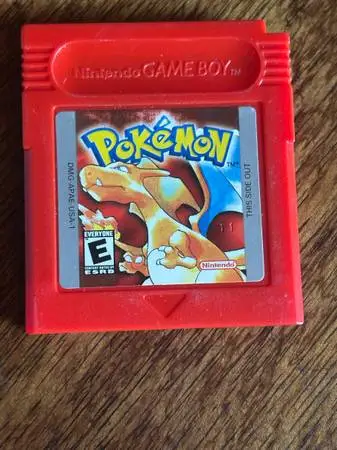 Authentic Pokémon, red version game cartridge