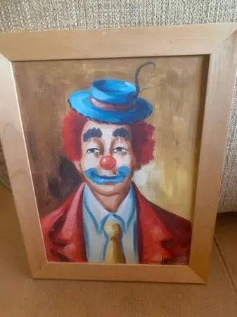 Clown Painting Original 1960’s Framed