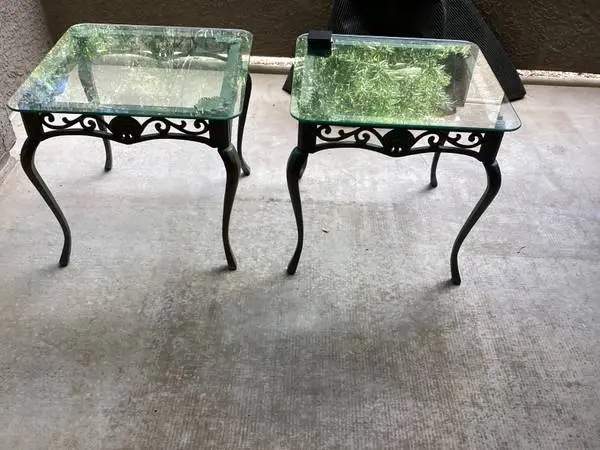 Outdoor Glass Top Wrought Iron Tables