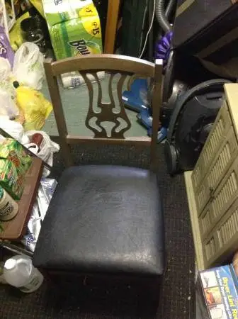 Vintage 1950s Mid Century solid wood folding padded chair (made in NY)