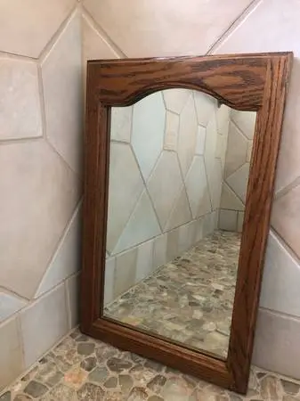 Set of 2 Solid Oak Hanging Mirrors (Made In USA)