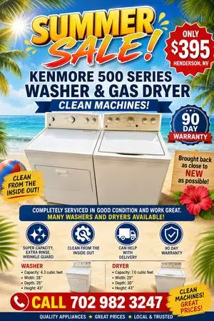 Kenmore 500 Washer and Gas Dryer CLEAN MACHINES!