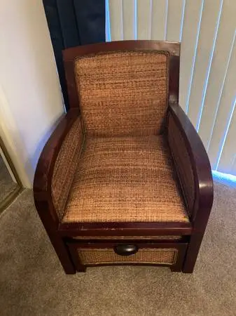 ANTIQUE CHAIR AND OTTOMAN