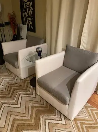 2 ROOM AND BOARD SWIVEL LOUNGE CHAIRS ( Set )