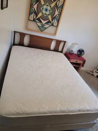 Queen size bed, box spring, frame, and headboard CLEAN
