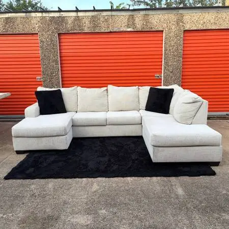 White U-Shaped Sectional Couch - FREE DELIVERY!