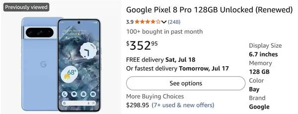 Google Pixel 8 Pro  128GB Unlocked & Factory Reset