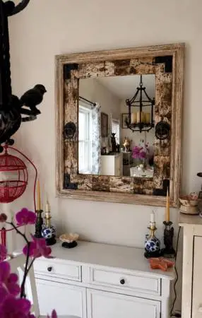 Rustic Birch Bark Mirror  Beautiful rustic birch bark accent mirror with decorat