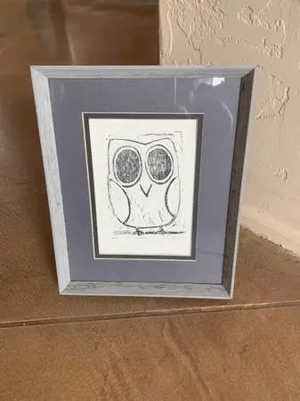 Owl Signed Print “Wisdom” Framed