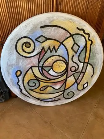 42” Diameter Round Original Oil On Canvas Painting