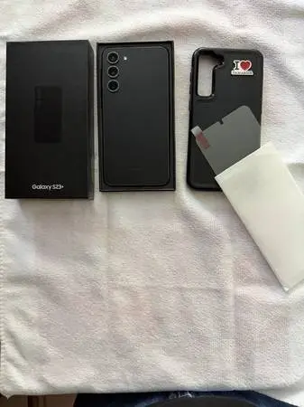 Samsung Galaxy S23+ with phone cover and screen protector