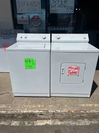 Washer, dryer, set whirlpool, restored, warranty, delivery call/text