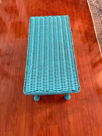 Beautiful solid wicker coffee table very heavy and well made strong sturdy piece