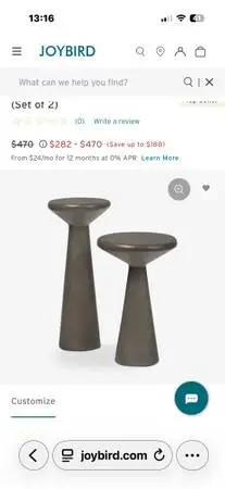 Joybird NEW cement accent tables- set of 2