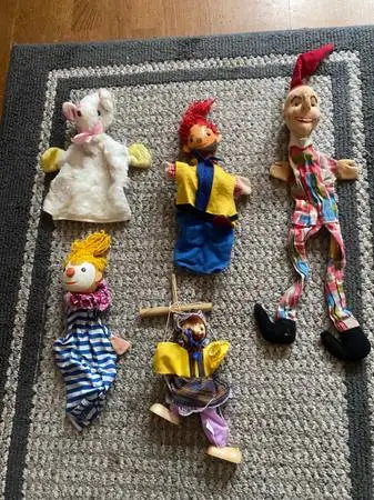 Vintage hand, puppets and string puppet. Like punch and Judy type