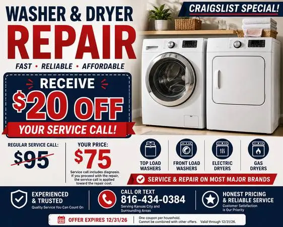 Washer & Dryer Repair – $75 Craigslist Special