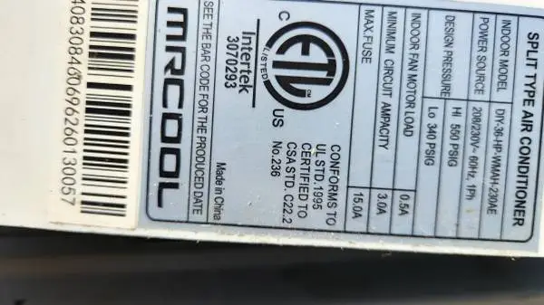 Mr Cool HVAC For Parts Only 36K BTU