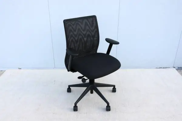 Steelcase Turnstone Jersey Ergonomic Task Desk Chair in Black Mesh
