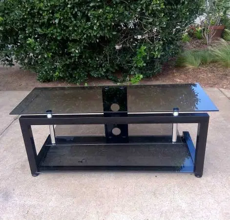 Modern Black Glass TV Stand Entertainment Unit