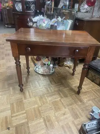 Antique wood table with drawer