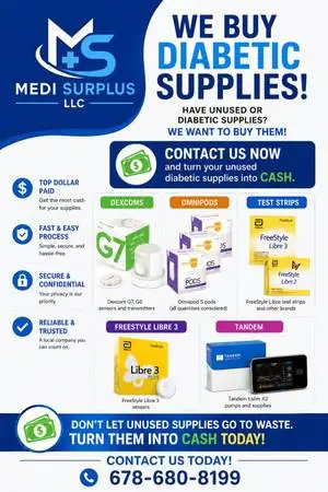 GET CASH TODAY FOR YOUR EXTRA DIABETIC SUPPLIES