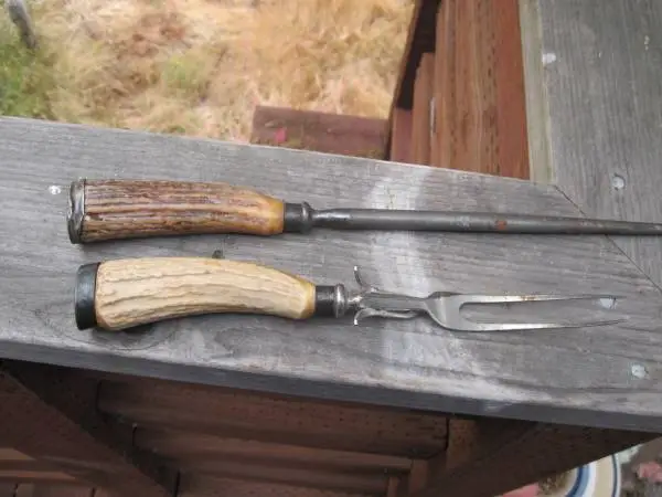 Vintage Carving Fork and Steel With Sterling Silver Caps