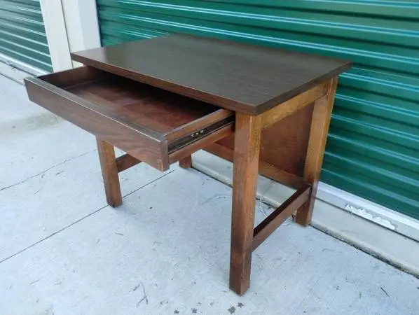 Vintage 1970s Small Mission Style Desk w/Drawer - Solid Oak Wood!