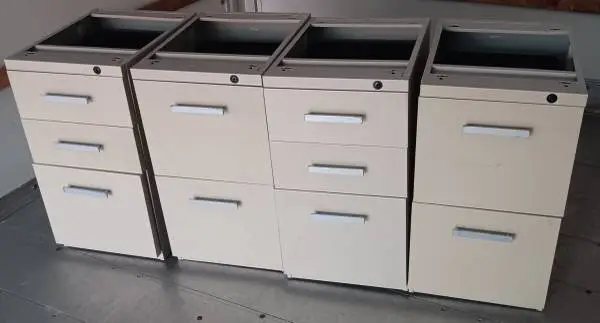 4 Matching Pedestals,2-3 Drawer,File Cabinets,Desk Bases,Putty,Rails