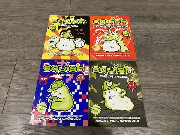 SQUISH by Jennifer L. Holm 4 Paperback Books / Graphic Novels