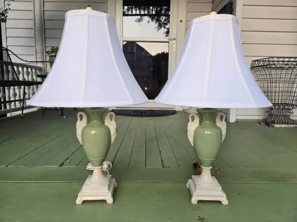Mid Century Neoclassic Style Porcelain Lamps by Lenox