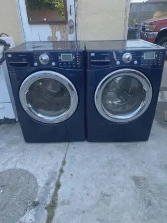 Led blue extra large front load washer and gas dryer