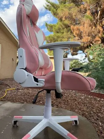 Pink and white gaming chair