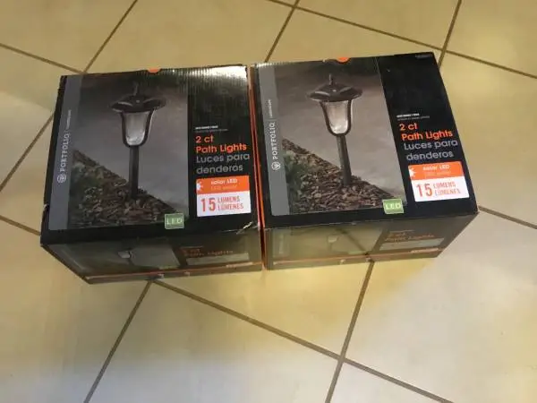 2 New Portfolio 2-Pack Solar LED Outdoor Path Light Kit