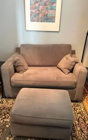 Charcoal Crate & Barrel Sleeper Sofa and Ottoman