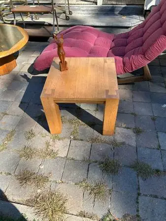 European style solid oak side table with dovetail details A133