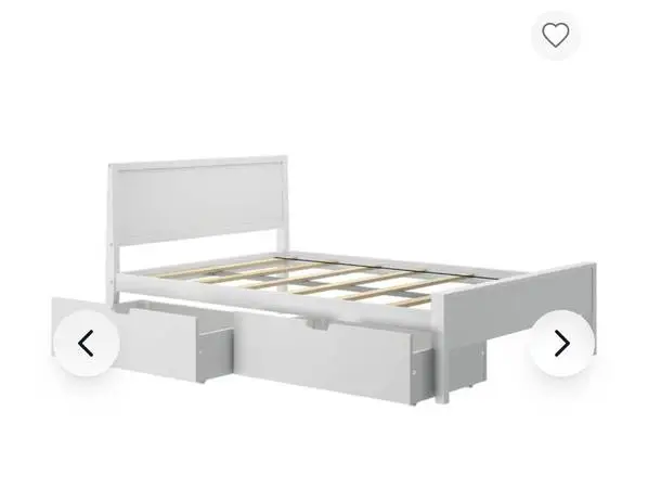 Solid wood white full size storage bed 2 drawers headboard Max & Lily