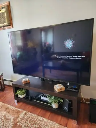 BEAUTIFUL COMPACT TV STAND WITH SHELF UP TO 85 INCH TV OR LESS Bars includee