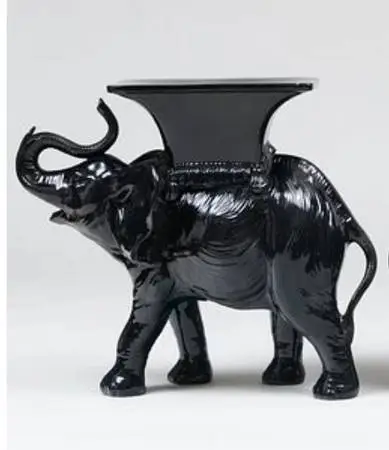 Modern Black Glazed Ceramic Elephant Form Side Table,large Statue