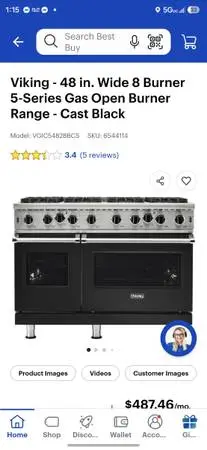Viking 48 inch Series 5 double oven gas range