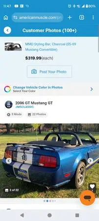 05-09 mustang convertible roll bar