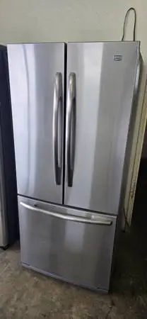 MAYTAG 18 CU.FT STAINLESS FRENCH DOORS REFRIGERATOR WARRANTY N DELIVER