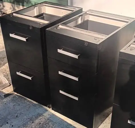 2 Matching Pedestals,2 or3 Drawer,File Cabinets,Desk Bases,Black,Rails