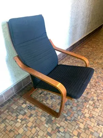 Ikea Wide Wooden Dining Living Room Kitchen Arm Chair Fabric Armchair