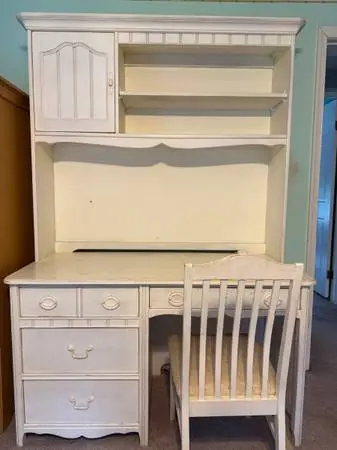 Ragazzi solid wood farmhouse desk, hutch and chair