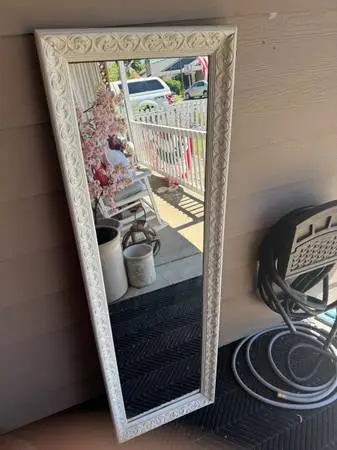 Long White Decorative Mirror