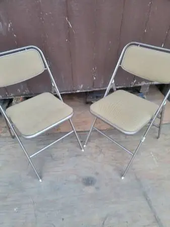 2 vintage folding mid-century modern 50s 60s Samsonite metal chairs
