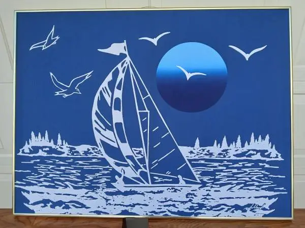 LARGE VINTAGE SCHLAMP HAND SCREEN FROM 1984