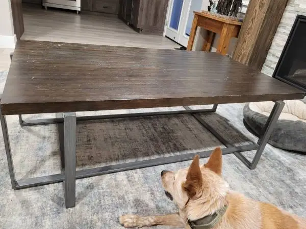 Rectangular coffee table wood and metal