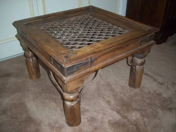SALE! RUSTIC STYLE HEAVY OAK and IRON SIDE END TABLE